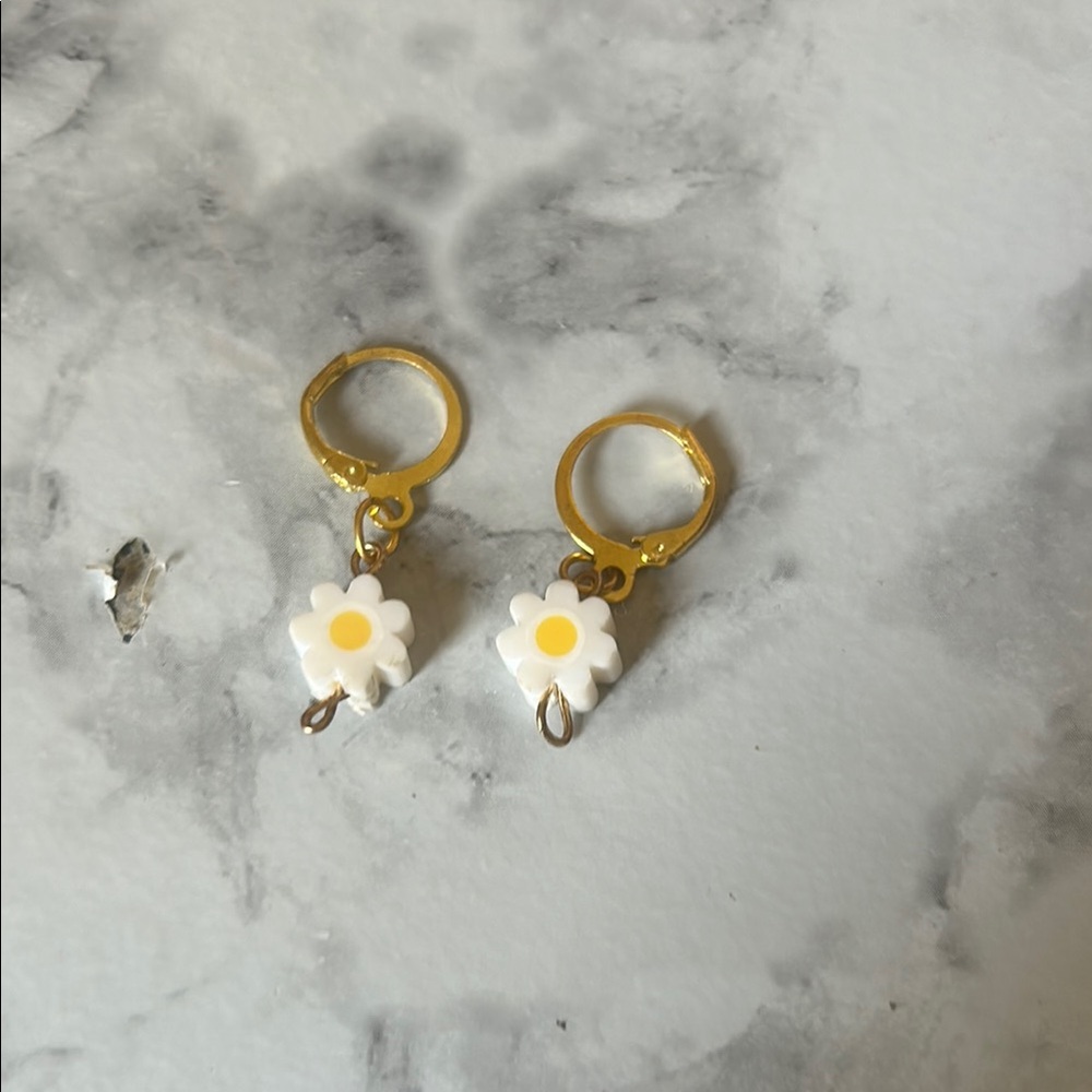 Daisy Charm Hoop Earrings